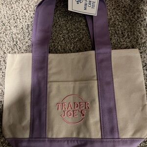 Trader Joe's Purple and Cream Canvas Tote